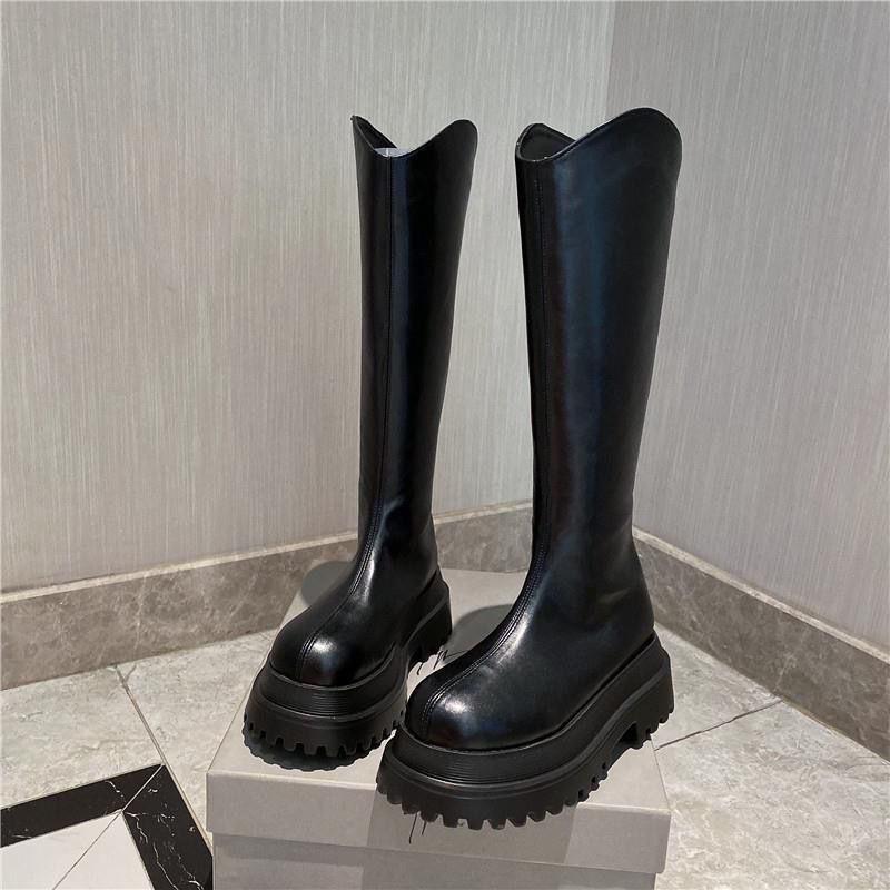 European boots Knight boots Women's 2025 autumn and winter thick-soled muffin boots Locomotive boots Skinny boots