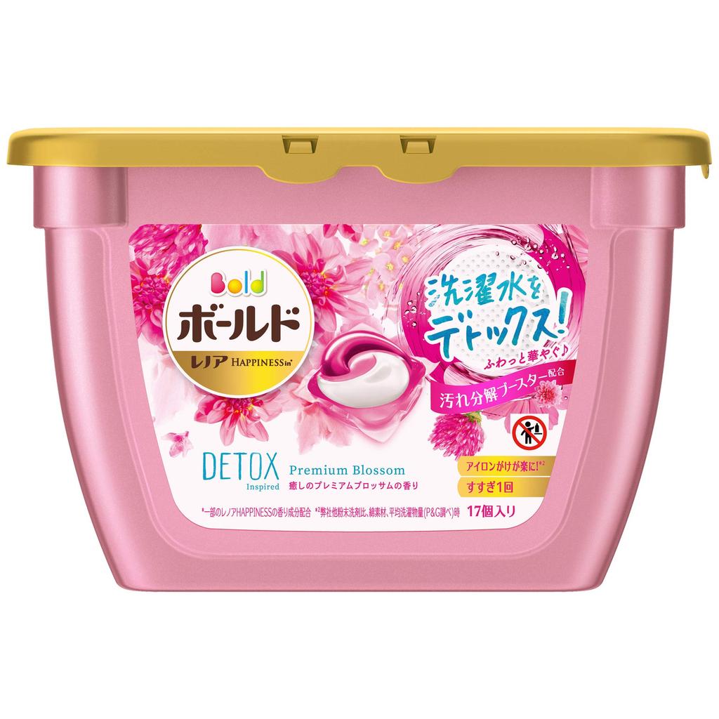 Bold Premium Blossom Laundry Detergent Gel Detoxifying Laundry with Fabric Softener Premium 17 Balls Balls, Water, (x 1), Blossom,