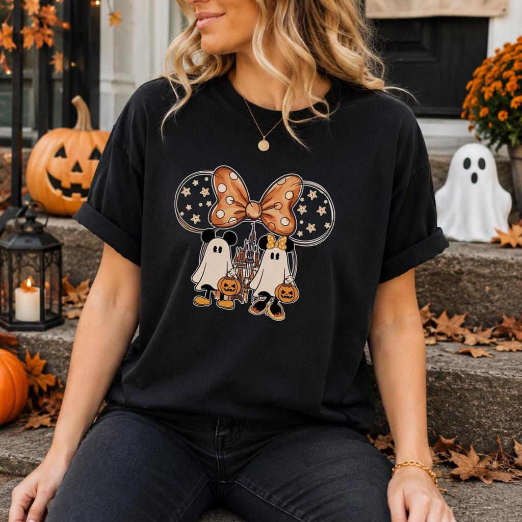 Cute Halloween Ghost Shirt, Spooky Pumpkin Tee, Halloween Bow Shirt, Cute Fall Graphic Tee, Spooky Season Shirt