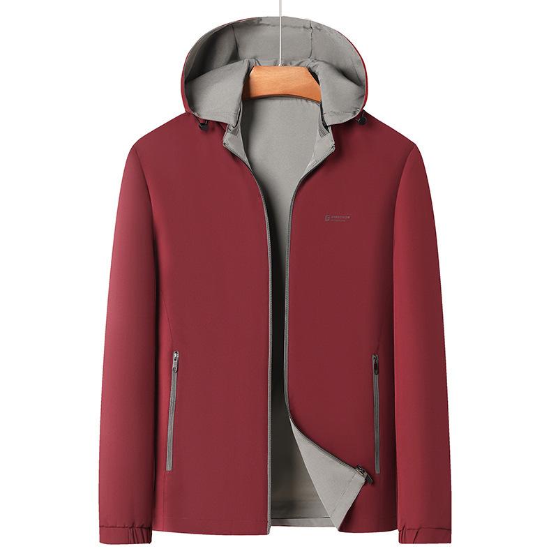 Double-sided Wearable Hooded Spring and Autumn Jacket for Men Middle-aged Jacket Daddy Top Coat Casual Spring Jacket Men