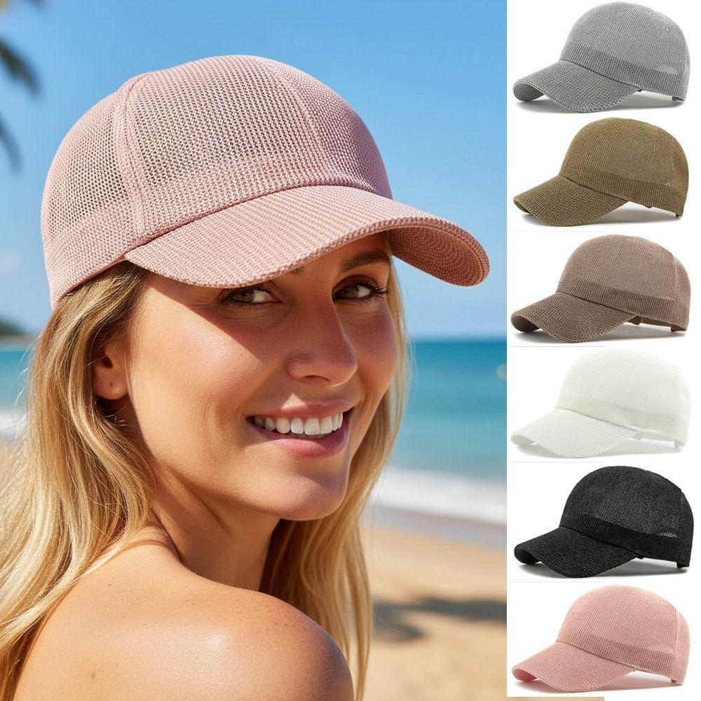 Comfortable Home Life Women's Beige Fashion Adjustable Summer Sun Hats Breathable Uv Protection Baseball Hats Snapback Sunhat For