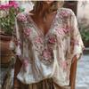 3D Printed Autumn Elegant Jacquard Drop Shoulder Short-Sleeve Women's Top
