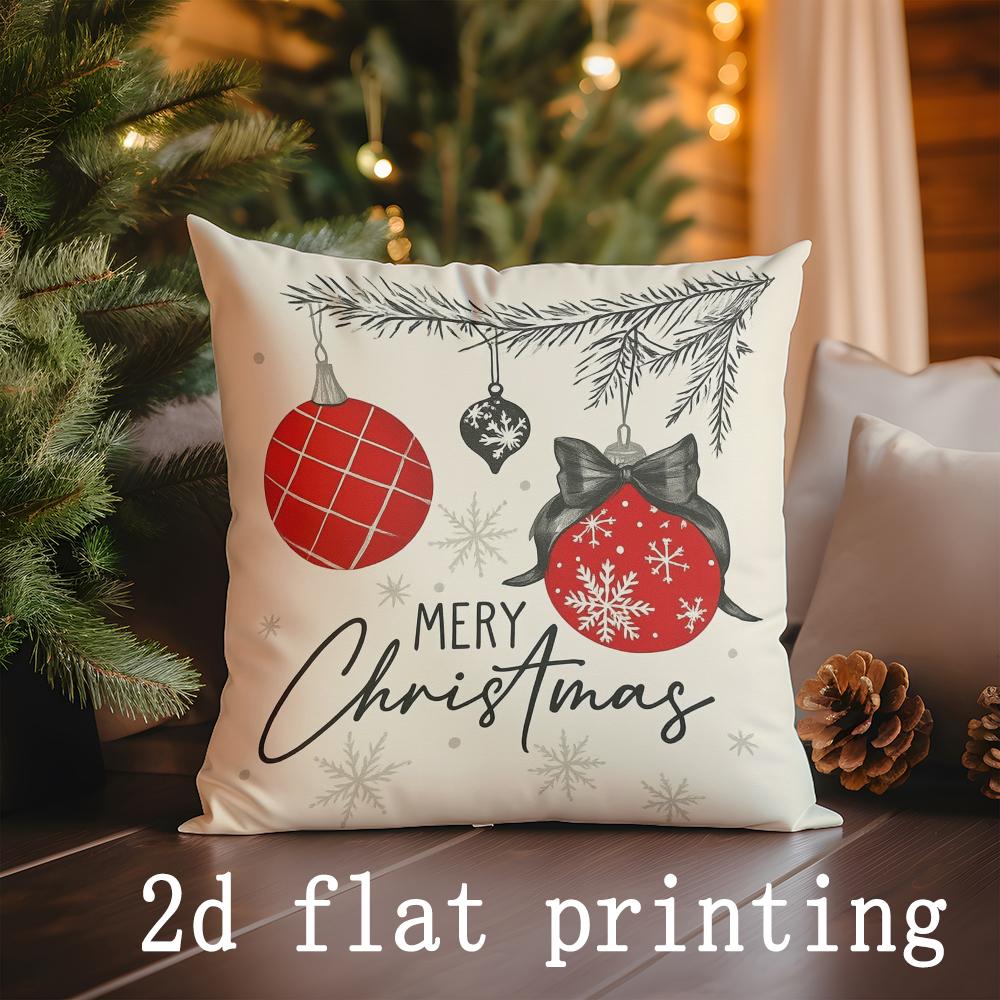 

Home Decor Christmas Snowflake & Merry Motifs Pillow Covers Pattern Cushion Cover Suitable for Sofa Bedroom Car Pillow Cover 16x16Inch
