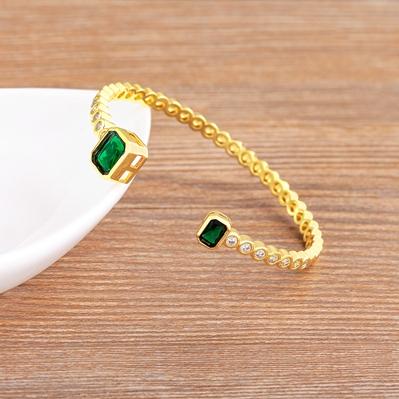 

Nidin Trendy Exquisite Green/Rose Red Color Micro Pave Zirconia Crystal Cuff Adjustable Bangle Women Anniversary Jewelry Gift 56-58mm зелений