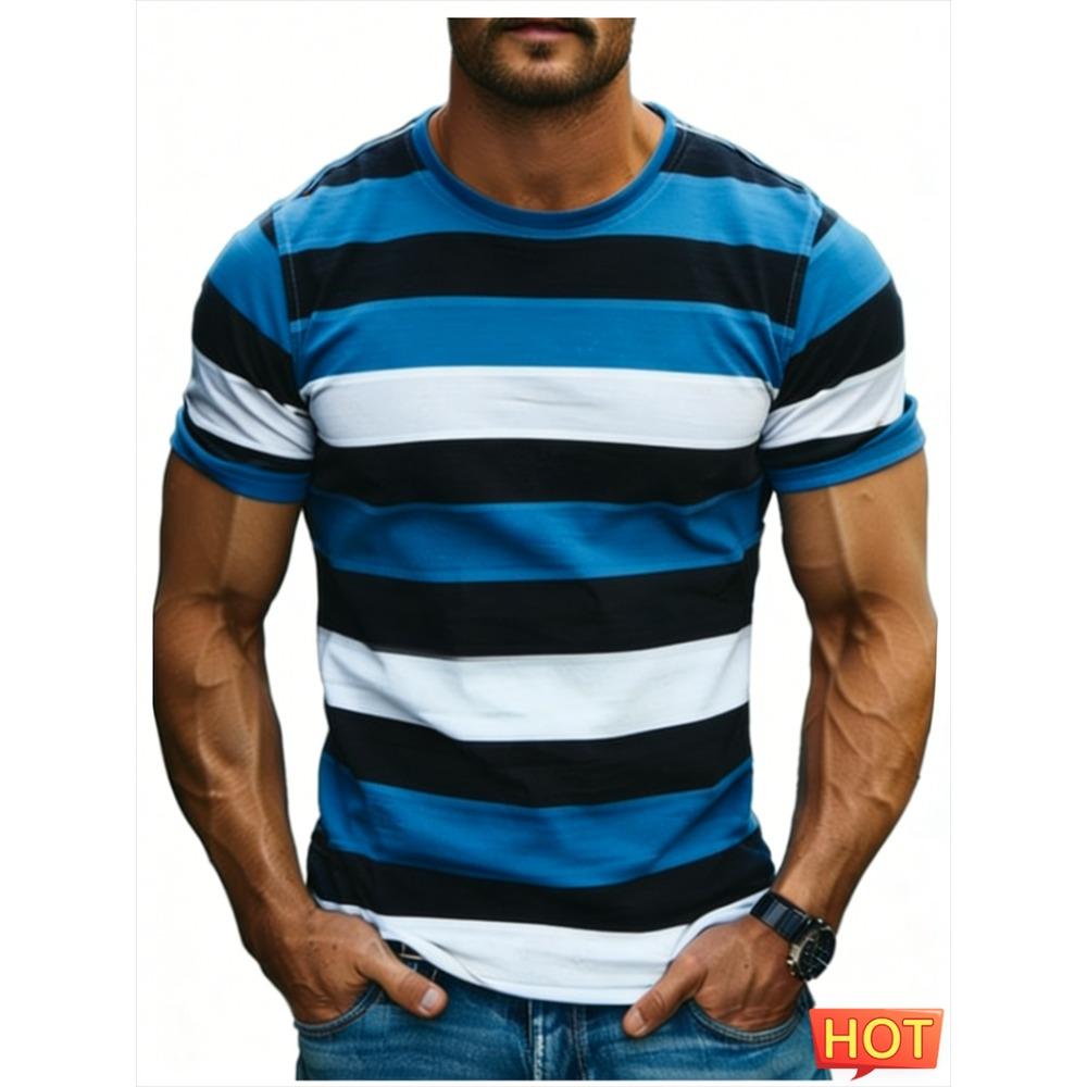 Summer casual short sleeved 3D printed round neck T-shirt