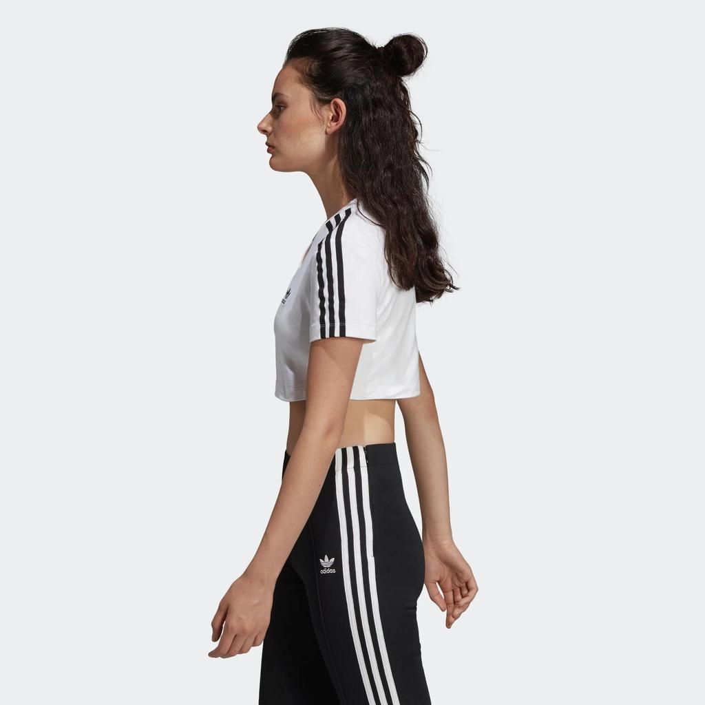 Adidas Originals Crop Tops Women's White V Neck Moderate (Unisex) Crop Tops DV2620