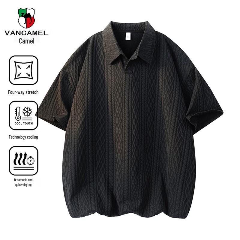 VANCAMEL Men s Textured Polo T-Shirt M