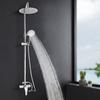 Copper Thermostatic Shower Set Hot/Cold Shower Faucet Rain Shower Set Shower Faucet Bathtub Round Shower Head Sprayer Silver