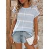 Sommer Rundhals Kurzarm Lässiger Gestreifter Strickpullover Damen Locker Einfach Büro Damen Oberteile Lässig Elegant Dünner Pullover Damenbekleidung