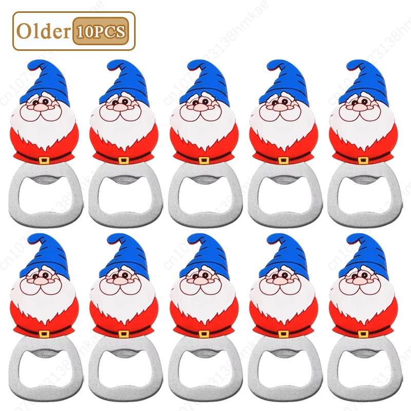 1-20PC Christmas Beer Bottle Opener Santa Snowman Bottle Opener Silicone Stainless Steel Bottle Opener Party Decoration Supplies