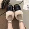 Fashion retro velvet warm and non-slip thick-soled cotton shoes, winter outer wear heightening thickened fluffy girls cotton shoes shoes