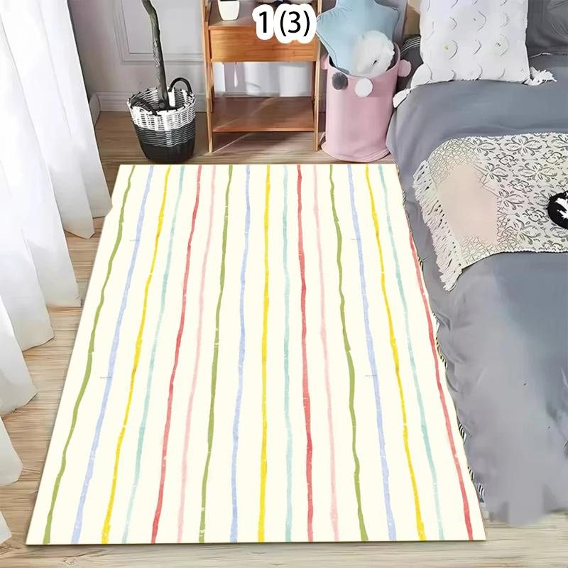 Rug Carpet Mat NonSlip Washable Watercolor Rainbow Stripe Area Rug for Living Room Bathroom Kitchen Playroom Colorful Home Decor 40X60cm