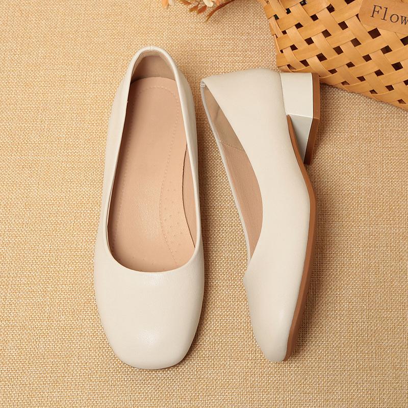 

Fashion Work Shoes For Women Black Soft Sole Work Shoes Professional Work Leather Upper Interview Flight Attendant Shoes Comfortable 35