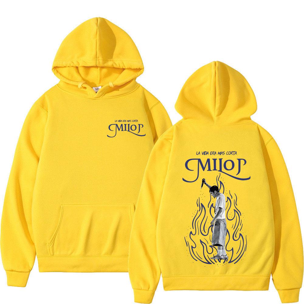 Rapper Milo J La Vida Era Mas Corta Album Tour 2026 Print Hoodie Unisex Hip-hop Sweatshirts Oversized Casual Fashion Pullover