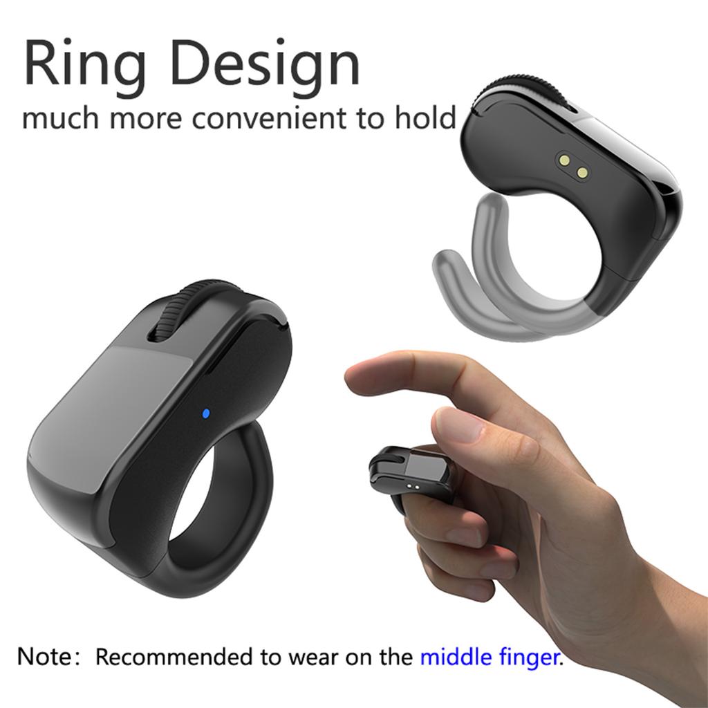 BT Scrolling Ring with A Touchpad Remote Control Page Turner Selfie Page Turning Roller Fingertip Controller for iPhone Android