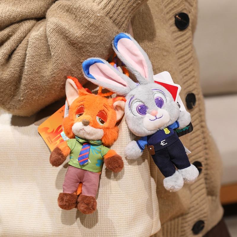 Disney Zootopia Pluszowa Zabawka Wisiorek Nick Wilde Judith Laverne Hopps Pluszowa Lalka Breloczek Urok dla Pary Prezent Urodzinowy Świąteczny
