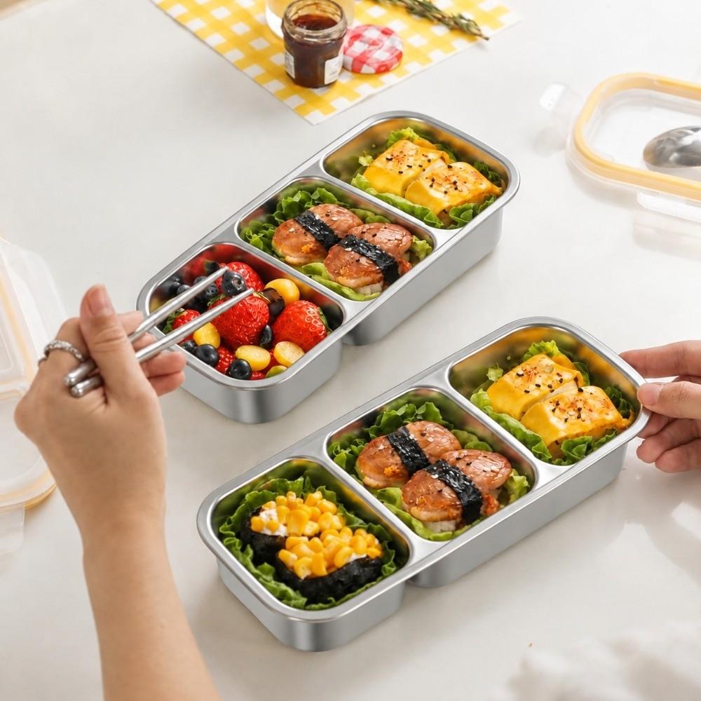 Wet Dry Meal Prep Container Portable Food Storage Durable 304 Stainless Steel Lunch Box  Home Use