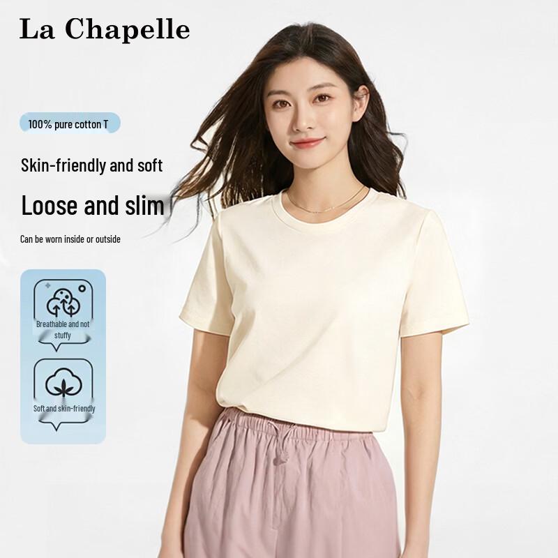 La Chapelle Women's Cotton Loose Fit Short Sleeve T-Shirt