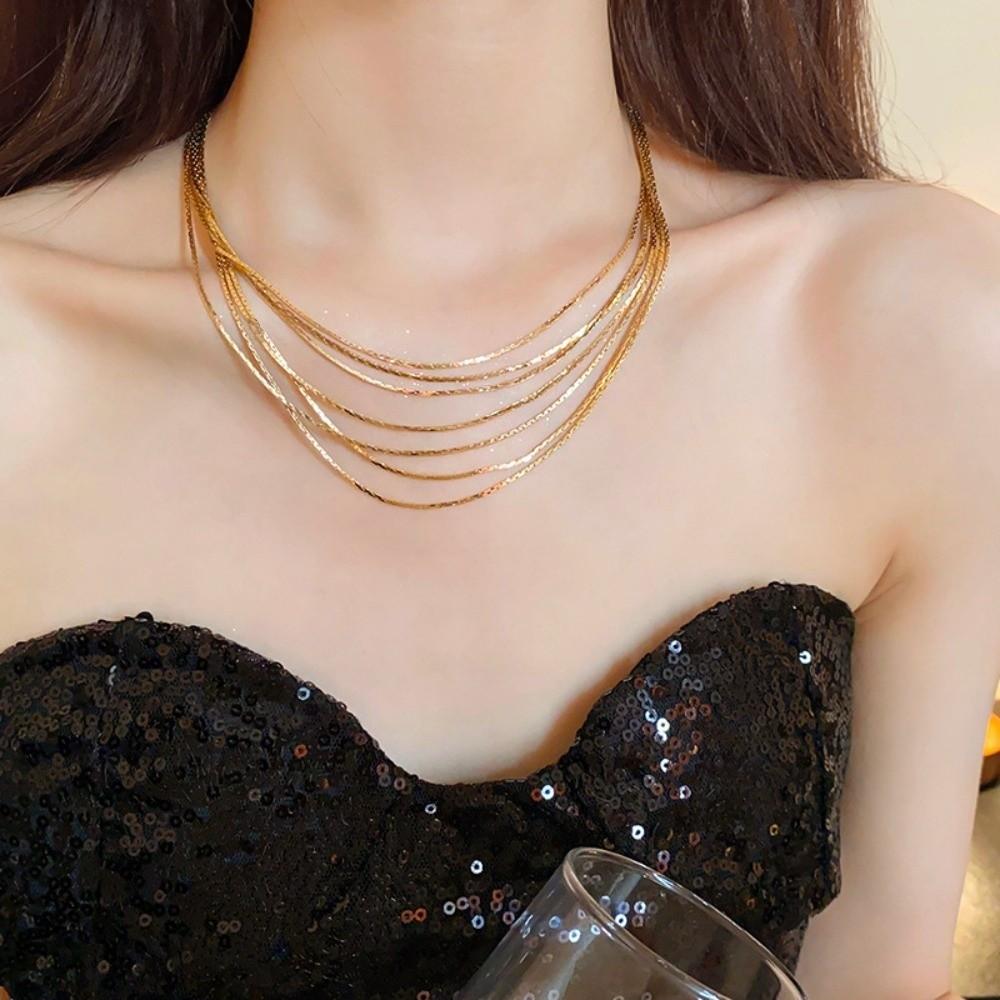 Copper Link Long Tassel Choker Exquisite Luxury Jewelry Multi-Layer Tassel Necklace Wedding Bridal