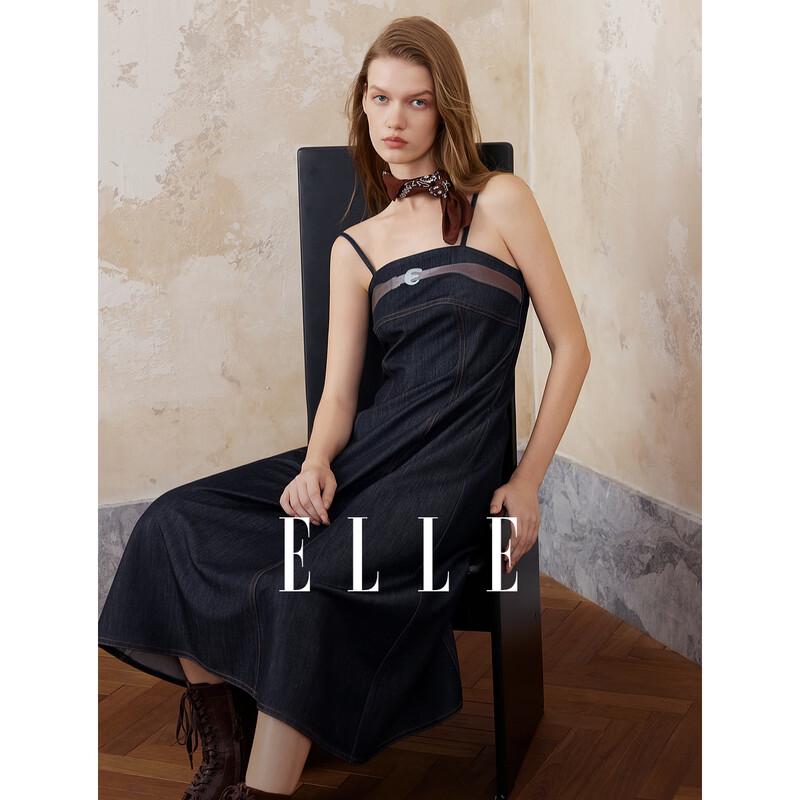 ELLE Современное Элегантное Джинсовое Платье А-силуэта на Бретелях M