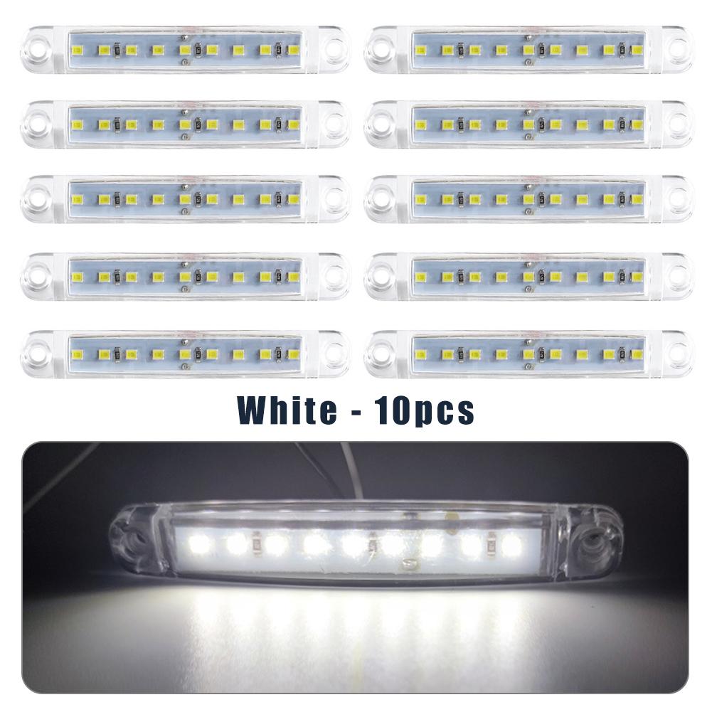 

10 шт. 12 В 24 В 9SMD светодиодный боковой габаритный фонарь, стоп-сигнал, предупреждающий задний фонарь, габаритный фонарь для прицепа, автомобиля, автобуса, грузовика, фургона, каравана белый