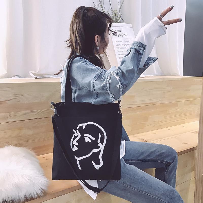 New canvas bag women's trend simple fashion women's bag shoulder bag fresh element handbag