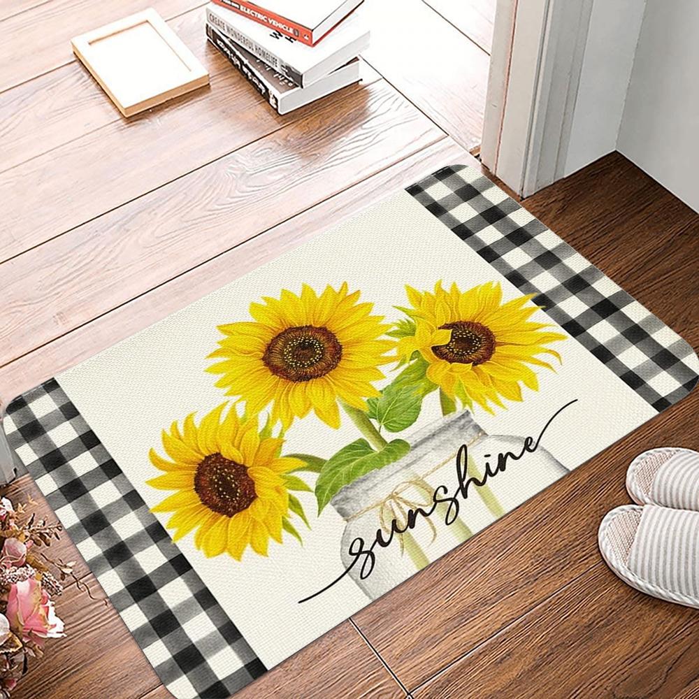 Sonnenblumen Fußmatte Rutschfeste Bodenteppiche Schlafzimmer Küche Badezimmer Türvorleger Polyester Innen Außen Teppiche Heimdeko Teppich