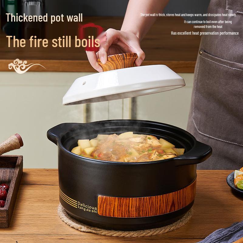 Xiangdong 6L Wood Grain Dry-Burn Resistant Casserole Pot