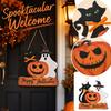 Halloween Wooden Printed Pumpkin Door Sign for Front Door Wall Decor