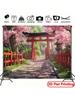 Japanese Sakura Torii Gate Decor Tapestry Pink Cherry Blossom Path Wall Hanging Decorative Wall Cloth For Room Aesthetic