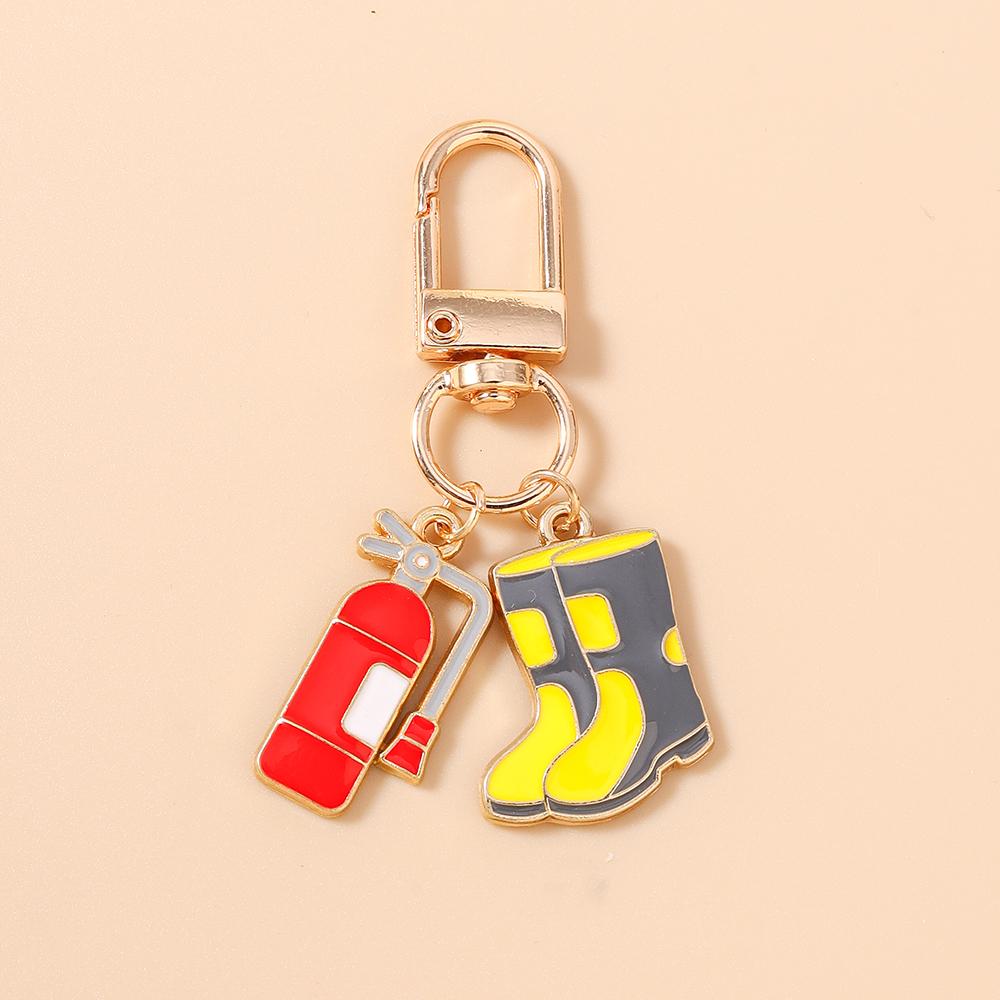 New Fire Gloves  Firefighting Shoes Keychain Fire Equipment Key Ring Pendants for Women Girls Handbag Decor DIY Jewelry Gift