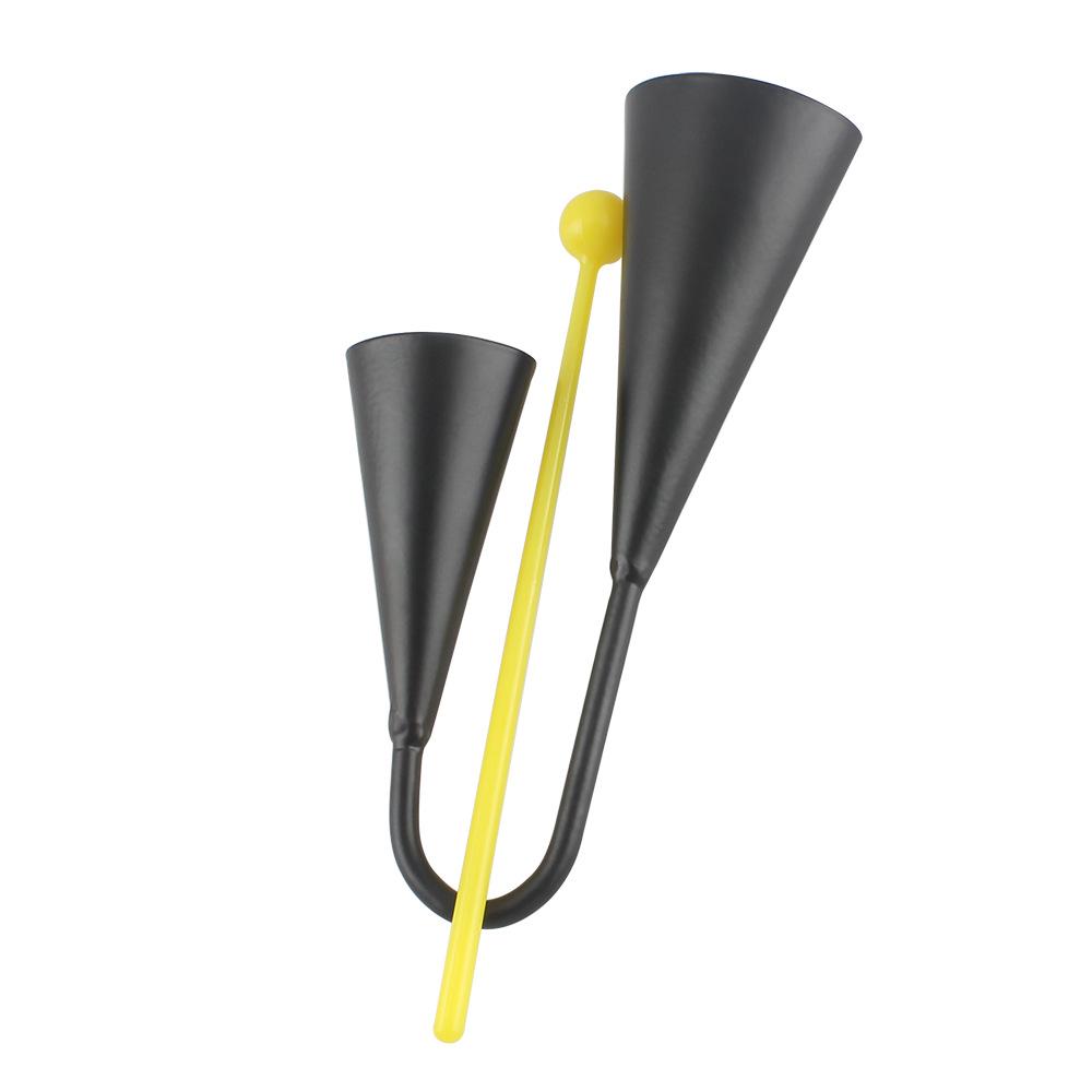 Double-Handle Black Metal Percussion Cowbell for Early Education