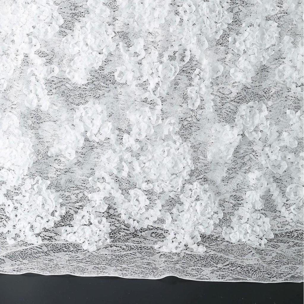 French 3D Petal Embroidery Lace Fabric for Wedding and Evening Gowns