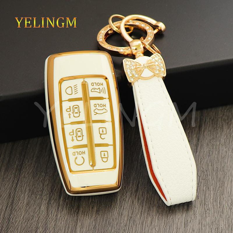 Soft Tpu Car Key Case For Genesis Key Fob Cover Keychain For Hyundai Gv80 Gv90 G70 G80 G90 Gv70 8 Buttons Accessories