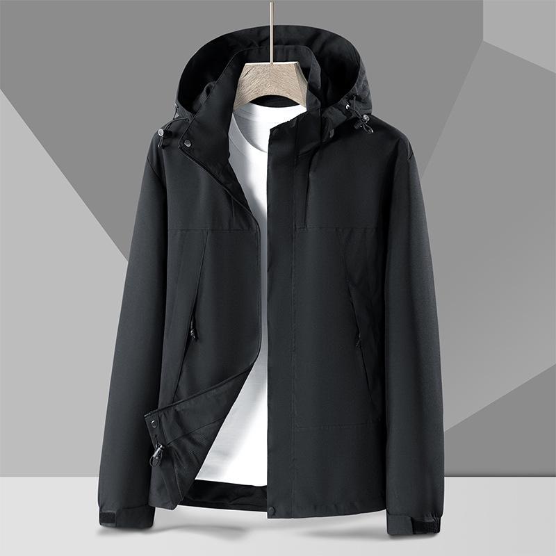 Herren 3-in-1 Outdoor-Jacken-Set für Herbst/Winter: Fleece-gefüttert, Verdickt, Winddicht, Wasserdicht, Bergsteigerbekleidung für Paare XS black