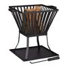 Relaxdays Extra Large Fire Basket with Poker, Garden and Terrace Fire Pit with Log Storage, 56x56.5x45 Cm, Black