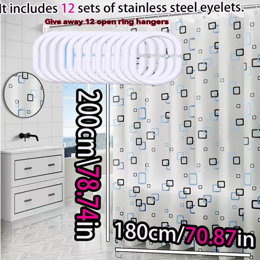 Simple Small Square Bathroom Shower Curtain Bathroom Partition Curtain Waterproof Peva Material Quick Dry Scrub Light Opaque