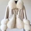 Winter Fashion Thickened Faux Fur Coat Women with Fur Collar Sheepskin Leather Jacket