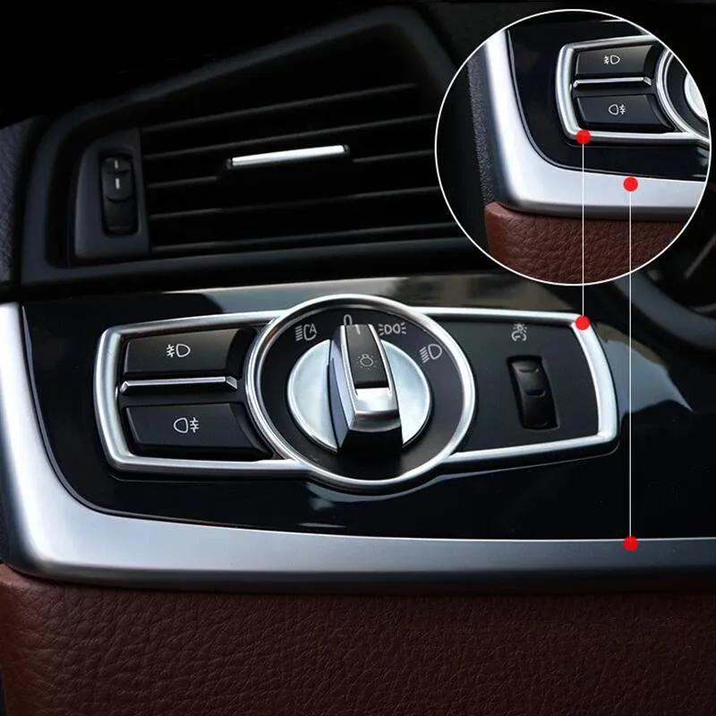 Car Style Headlight Switch Buttons, Decorative Frame Interior Frame Sticker for BMW X3 X4 F25 F26 5/7 Series F10