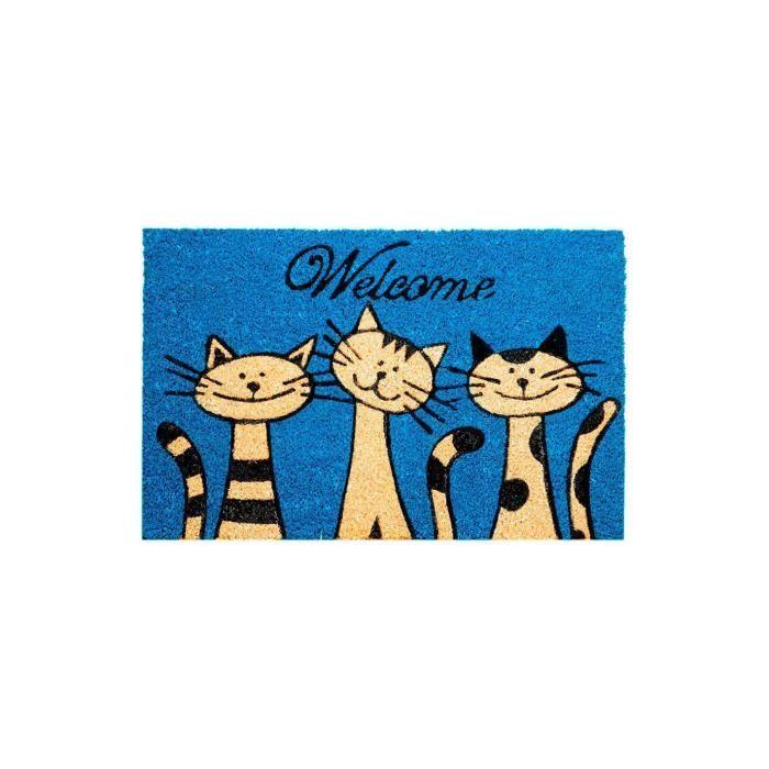 Paillason GENERIQUE - Modèle Chats - Fibre de coco - 60x40cm - Rectangulaire