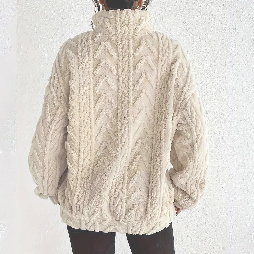 Women's Fashion Casual Long-sleeved Zip Winter Warm Tops Loose Outerwear Sweatshirt