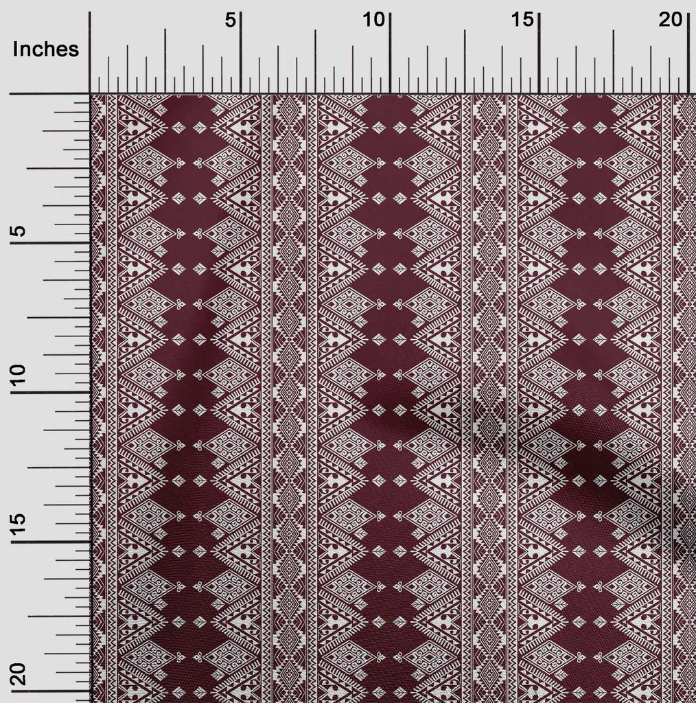 oneOone Cotton Flex Eggplant Purple Fabric Geometric Ethnic Diy Clothing Quilting Fabric Print Fabric By Yard 40 Inch