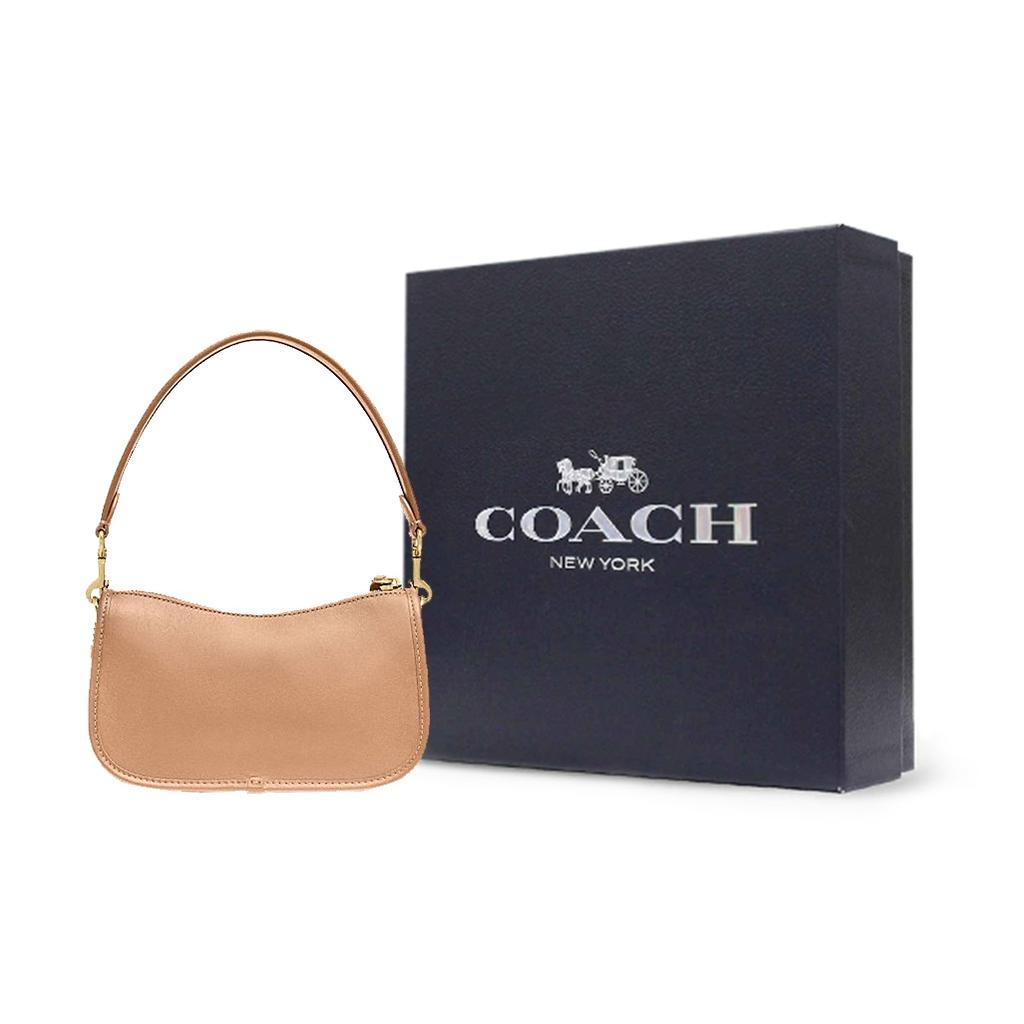 Coach Swinger 20 Solid Color Zipper Closure Leather Underarm Bag Mahjong Bag Tote Bag Shoulder Bag Small Women Bags Light-Brown C2643-B4NA