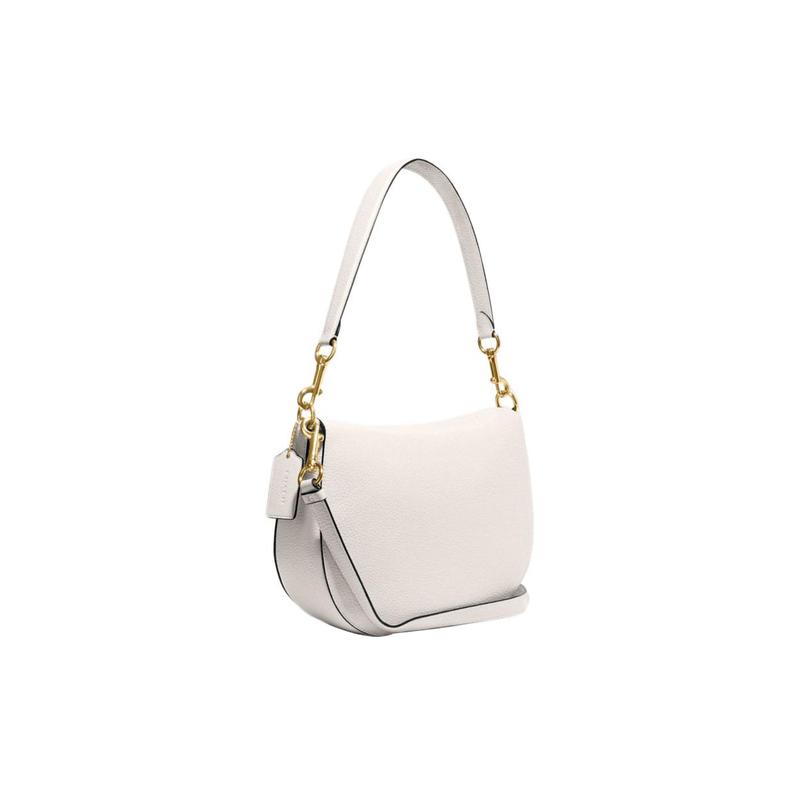 Coach Ella Hobo 26 Metal Logo Lock Closure Cowhide Handbag Shoulder Bag Medium Size Women's White