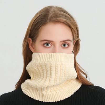 Women Men Knitted Neck Scarves Winter Warm Thick Fleece Inside Wool Collar Ring Scarf Elastic Knit Scarf Snood Neckerchief