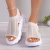 Casual Large Size Thick-Soled Beach Sandals Women'S Summer Fly-Woven Soft-Soled Breathable Sports Sandals