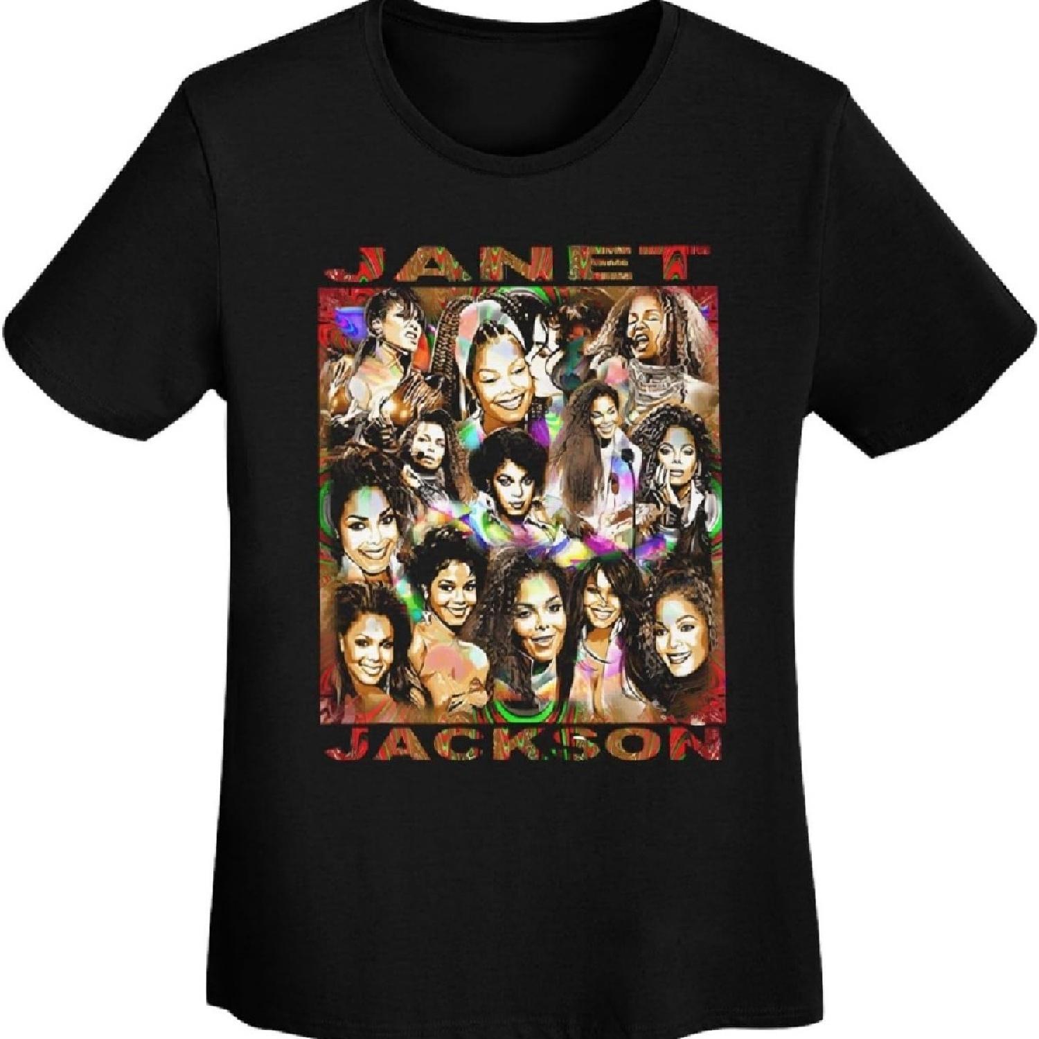 

Janet Music Jackson T-Shirt Women s Cotton Performance Basic Short Sleeve T-Shirt Tops Tees Black XXXXXL чорний