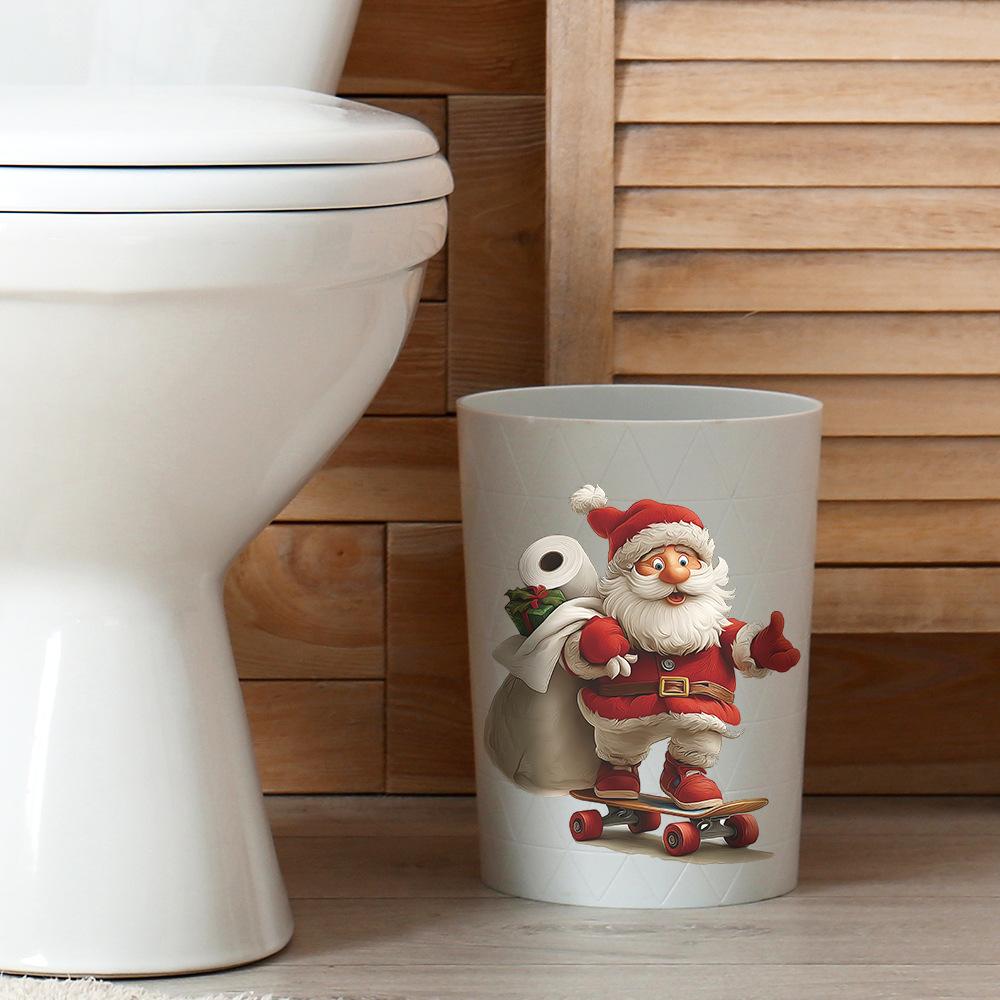 Cartoon Santa Claus Toilet Sticker Removable PVC Holiday Decoration For Bedroom Nursery Bathroom Toilet Decoration Stickers