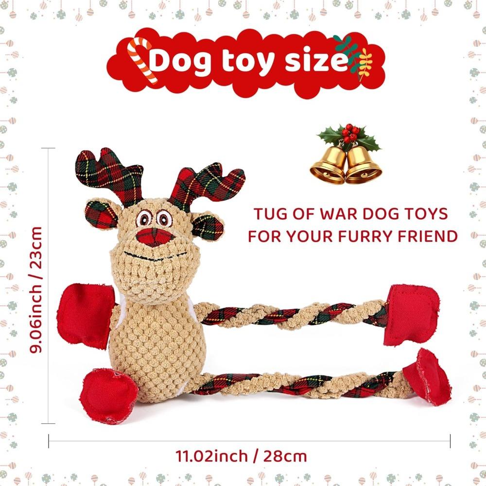 Christmas Dog Toys Plush Squeaking Toys Chewing Knot Teeth Grinding Interactive Artifact Improving Intelligence Deer Shaped Pets