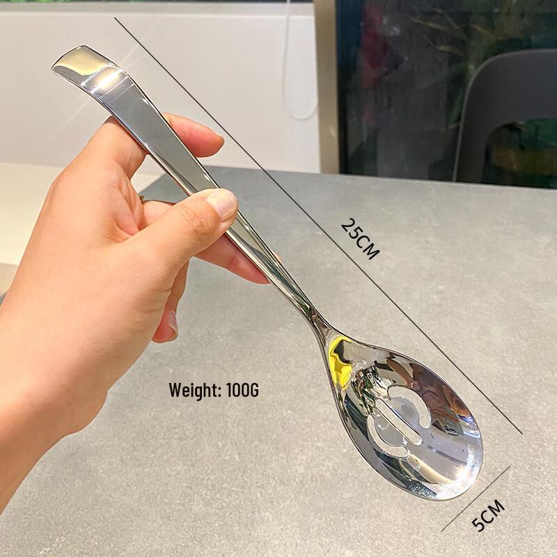 304 Stainless Steel Curved Handle Serving Slotted Spoon